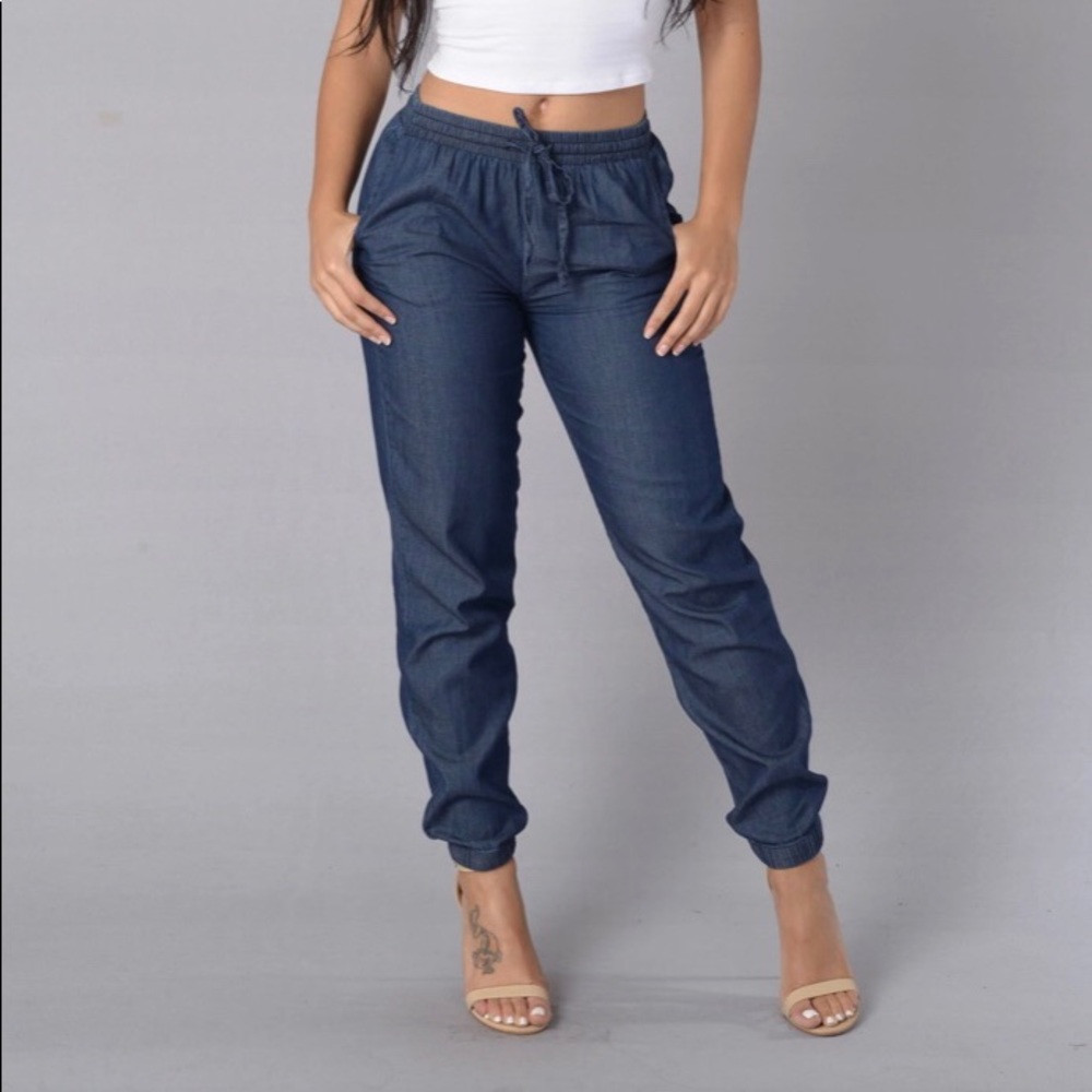Fashion Nova Dark Wash Comfort Pants
